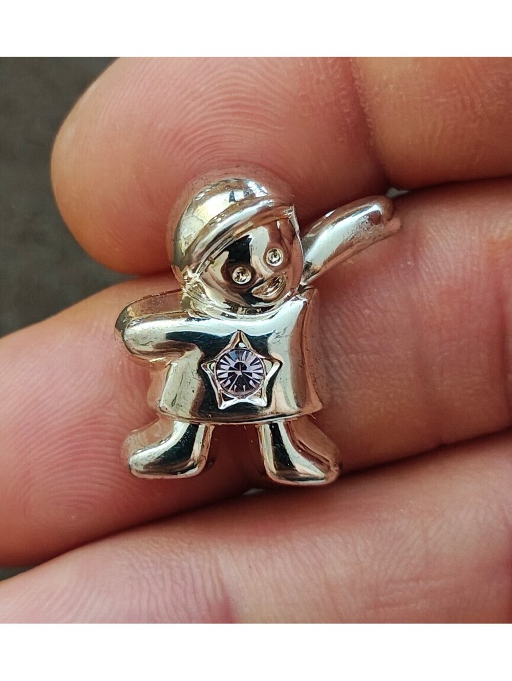 1990s Signed Best Silver Tone Schoolboy Pendant